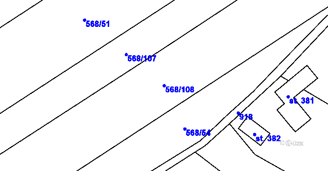 Parcela st. 568/108 v KÚ Vetlá, Katastrální mapa