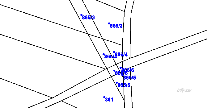 Parcela st. 865/4 v KÚ Vetlá, Katastrální mapa