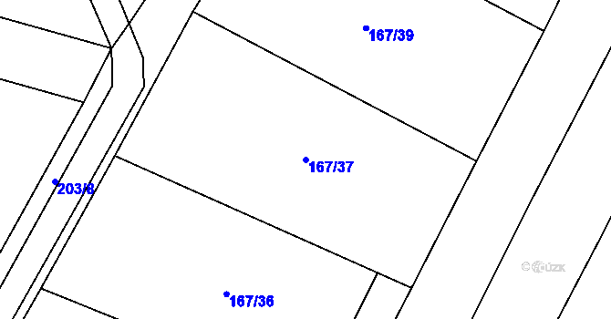 Parcela st. 167/37 v KÚ Vetlá, Katastrální mapa