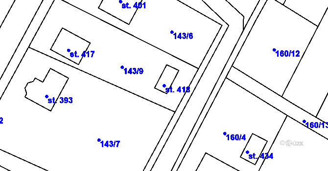 Parcela st. 418 v KÚ Vetlá, Katastrální mapa