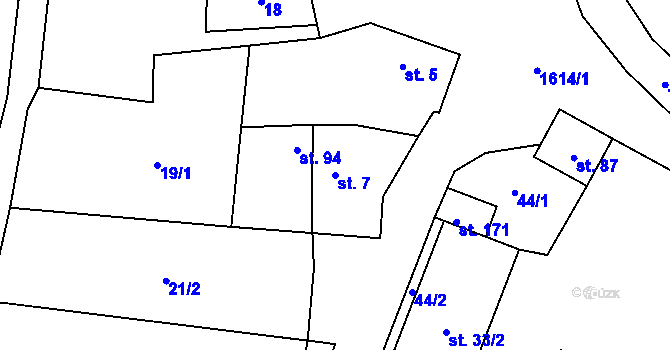 Parcela st. 7 v KÚ Vrbice u Roudnice nad Labem, Katastrální mapa