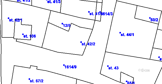Parcela st. 42/2 v KÚ Vrbice u Roudnice nad Labem, Katastrální mapa