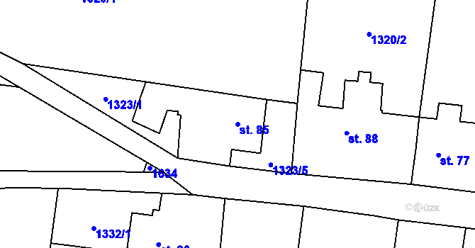 Parcela st. 85 v KÚ Vrbice u Roudnice nad Labem, Katastrální mapa