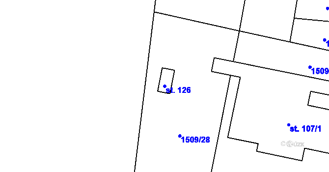 Parcela st. 126 v KÚ Vrbice u Roudnice nad Labem, Katastrální mapa