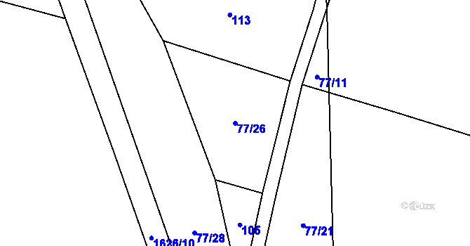 Parcela st. 77/26 v KÚ Vrbice u Roudnice nad Labem, Katastrální mapa
