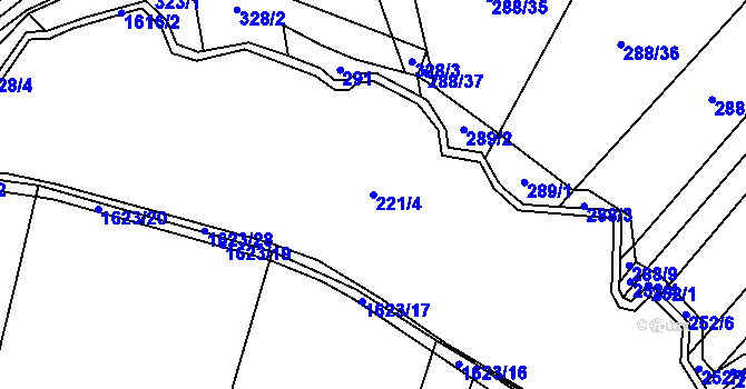 Parcela st. 221/4 v KÚ Vrbice u Roudnice nad Labem, Katastrální mapa