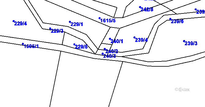 Parcela st. 240/3 v KÚ Vrbice u Roudnice nad Labem, Katastrální mapa