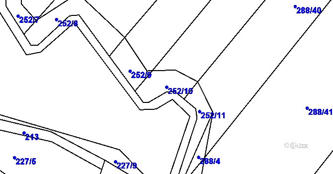 Parcela st. 252/10 v KÚ Vrbice u Roudnice nad Labem, Katastrální mapa
