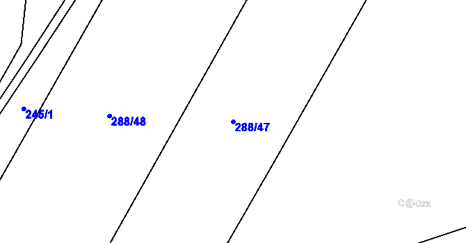 Parcela st. 288/47 v KÚ Vrbice u Roudnice nad Labem, Katastrální mapa