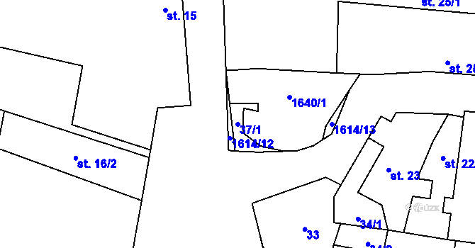Parcela st. 37/1 v KÚ Vrbice u Roudnice nad Labem, Katastrální mapa