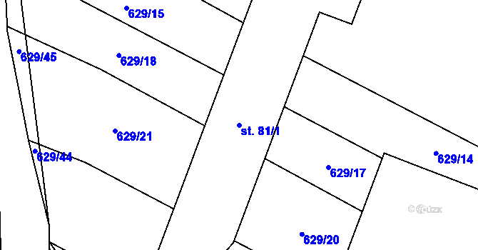 Parcela st. 81/1 v KÚ Vrbice nad Cidlinou, Katastrální mapa