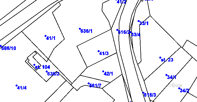 Parcela st. 41/3 v KÚ Vrbice nad Cidlinou, Katastrální mapa