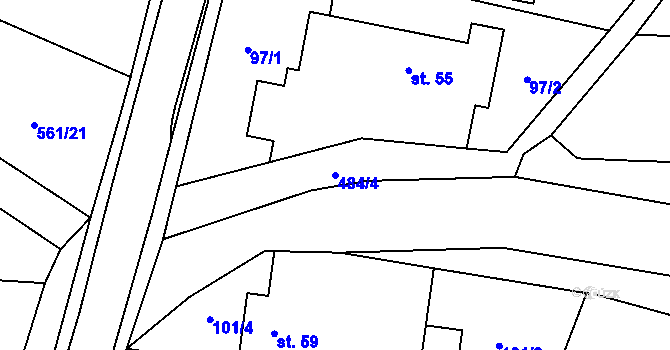 Parcela st. 484/4 v KÚ Vrbice nad Cidlinou, Katastrální mapa