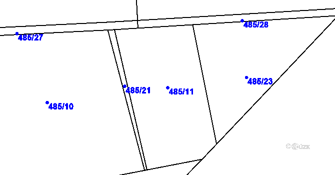 Parcela st. 485/11 v KÚ Vrbice nad Cidlinou, Katastrální mapa
