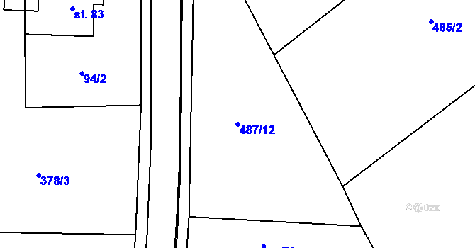 Parcela st. 487/12 v KÚ Vrbice nad Cidlinou, Katastrální mapa