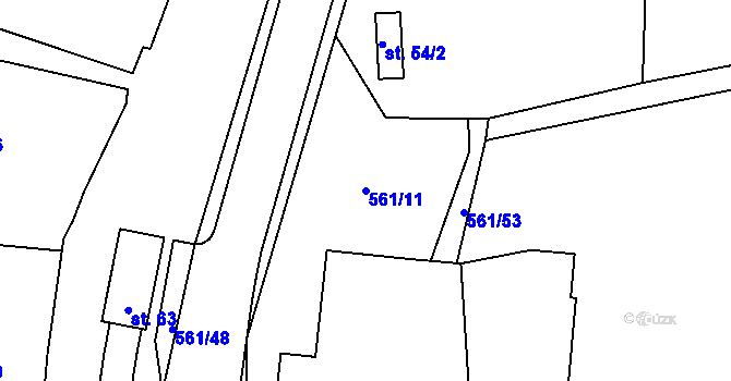 Parcela st. 561/11 v KÚ Vrbice nad Cidlinou, Katastrální mapa