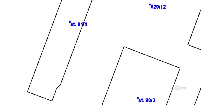 Parcela st. 629/17 v KÚ Vrbice nad Cidlinou, Katastrální mapa