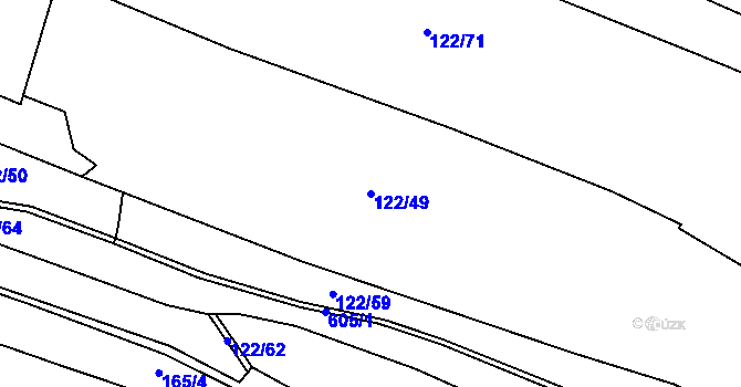 Parcela st. 122/49 v KÚ Vrbice nad Cidlinou, Katastrální mapa