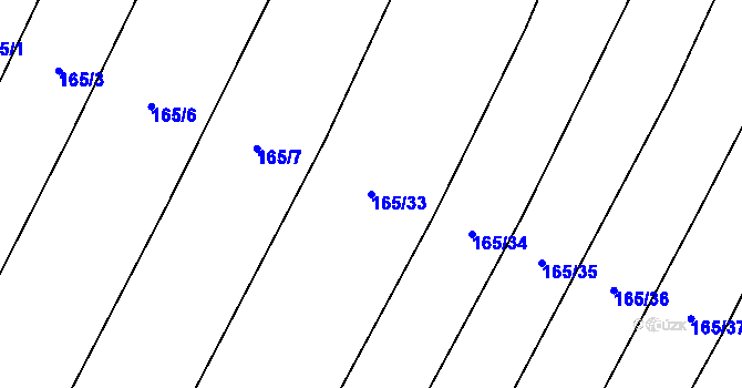 Parcela st. 165/33 v KÚ Vrbice nad Cidlinou, Katastrální mapa