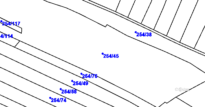 Parcela st. 254/45 v KÚ Vrbice nad Cidlinou, Katastrální mapa