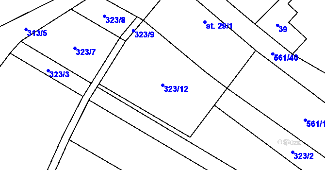 Parcela st. 323/12 v KÚ Vrbice nad Cidlinou, Katastrální mapa