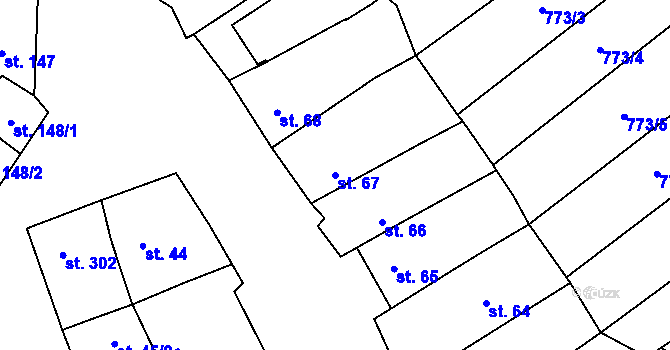 Parcela st. 67 v KÚ Vrbice u Velkých Pavlovic, Katastrální mapa
