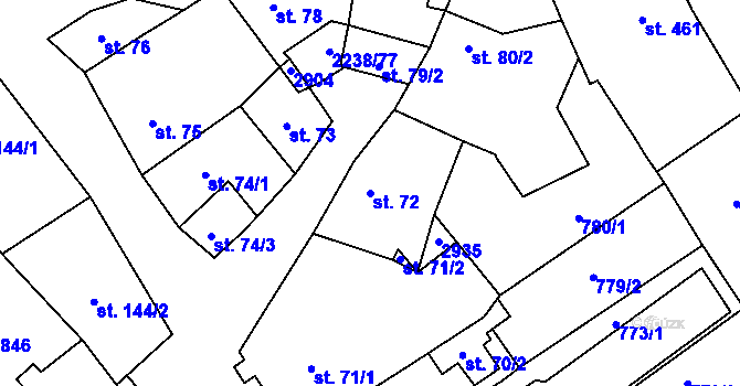 Parcela st. 72 v KÚ Vrbice u Velkých Pavlovic, Katastrální mapa