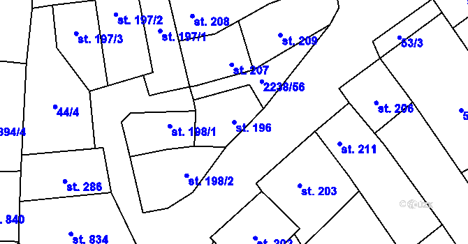 Parcela st. 196 v KÚ Vrbice u Velkých Pavlovic, Katastrální mapa