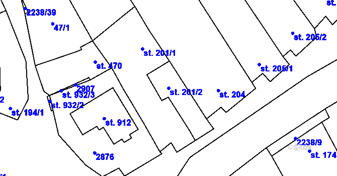 Parcela st. 201/2 v KÚ Vrbice u Velkých Pavlovic, Katastrální mapa