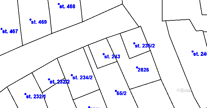 Parcela st. 243 v KÚ Vrbice u Velkých Pavlovic, Katastrální mapa