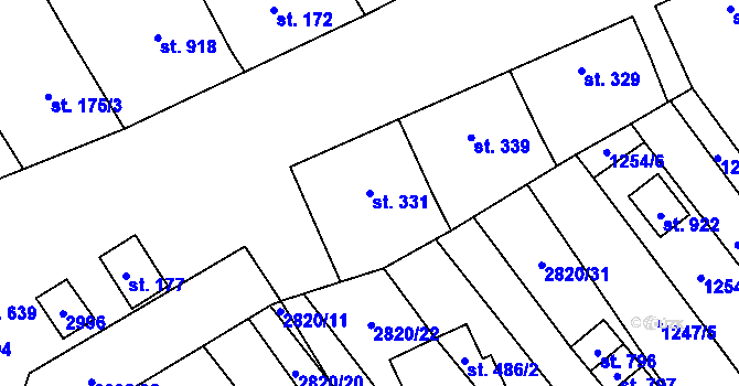 Parcela st. 331 v KÚ Vrbice u Velkých Pavlovic, Katastrální mapa