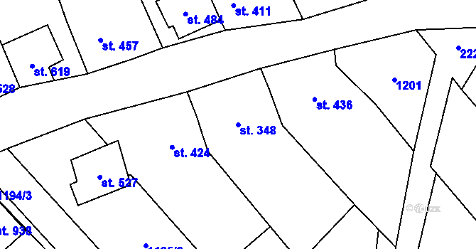 Parcela st. 348 v KÚ Vrbice u Velkých Pavlovic, Katastrální mapa