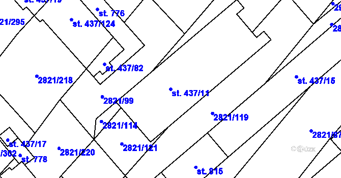Parcela st. 437/11 v KÚ Vrbice u Velkých Pavlovic, Katastrální mapa