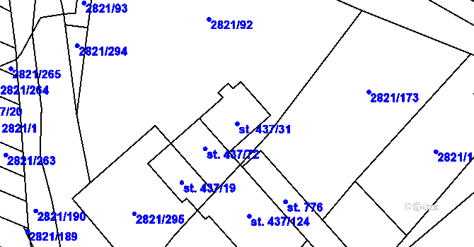 Parcela st. 437/31 v KÚ Vrbice u Velkých Pavlovic, Katastrální mapa