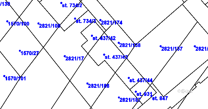 Parcela st. 437/43 v KÚ Vrbice u Velkých Pavlovic, Katastrální mapa