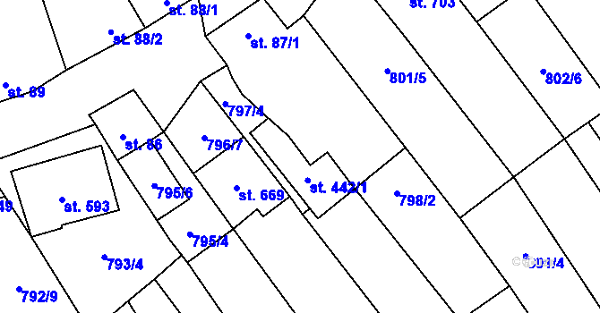 Parcela st. 442 v KÚ Vrbice u Velkých Pavlovic, Katastrální mapa