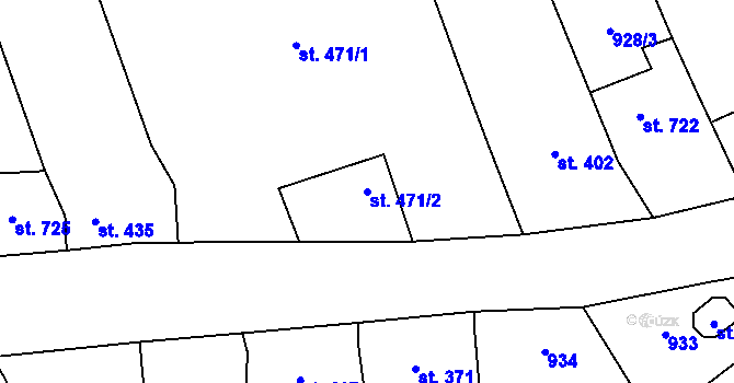 Parcela st. 471/2 v KÚ Vrbice u Velkých Pavlovic, Katastrální mapa