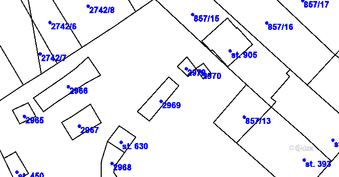 Parcela st. 629 v KÚ Vrbice u Velkých Pavlovic, Katastrální mapa