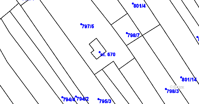 Parcela st. 670 v KÚ Vrbice u Velkých Pavlovic, Katastrální mapa