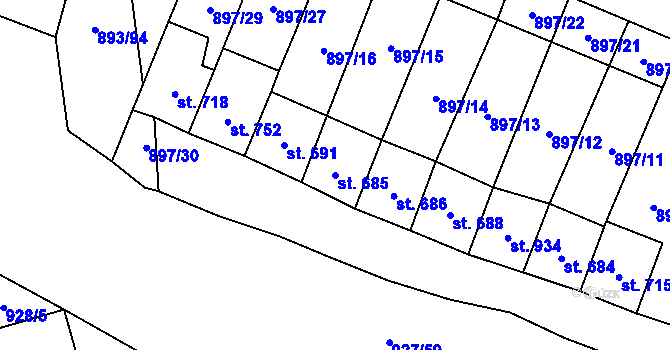 Parcela st. 685 v KÚ Vrbice u Velkých Pavlovic, Katastrální mapa