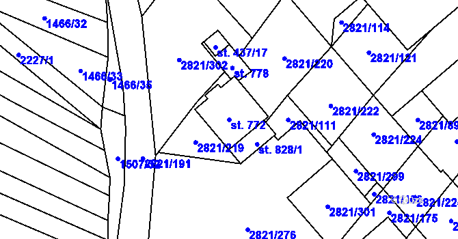 Parcela st. 772 v KÚ Vrbice u Velkých Pavlovic, Katastrální mapa