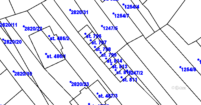Parcela st. 799 v KÚ Vrbice u Velkých Pavlovic, Katastrální mapa
