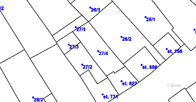 Parcela st. 27/4 v KÚ Vrbice u Velkých Pavlovic, Katastrální mapa