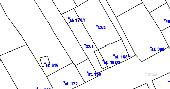 Parcela st. 32/1 v KÚ Vrbice u Velkých Pavlovic, Katastrální mapa