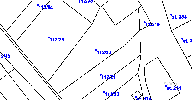 Parcela st. 112/22 v KÚ Vrbice u Velkých Pavlovic, Katastrální mapa