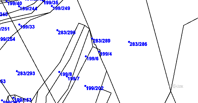 Parcela st. 199/4 v KÚ Vrbice u Velkých Pavlovic, Katastrální mapa