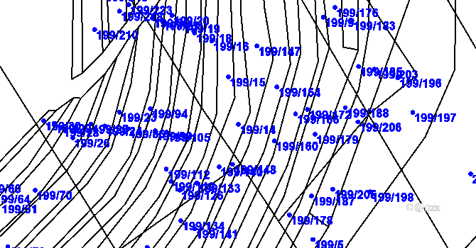 Parcela st. 199/14 v KÚ Vrbice u Velkých Pavlovic, Katastrální mapa
