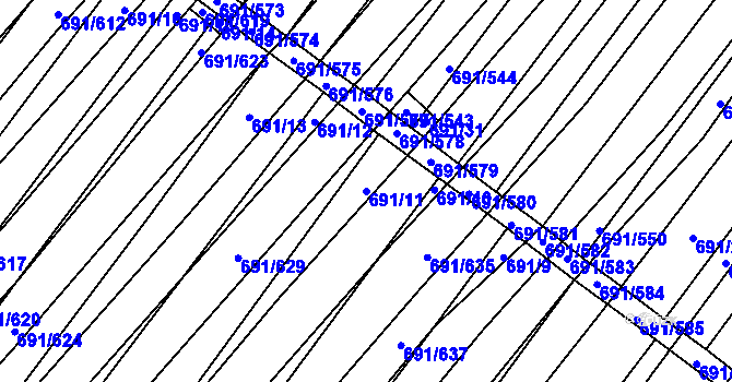 Parcela st. 691/11 v KÚ Vrbice u Velkých Pavlovic, Katastrální mapa