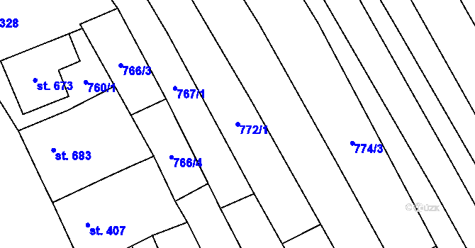 Parcela st. 772/1 v KÚ Vrbice u Velkých Pavlovic, Katastrální mapa
