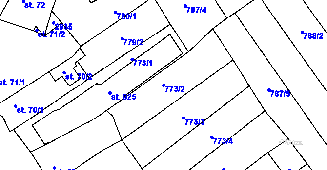 Parcela st. 773/2 v KÚ Vrbice u Velkých Pavlovic, Katastrální mapa